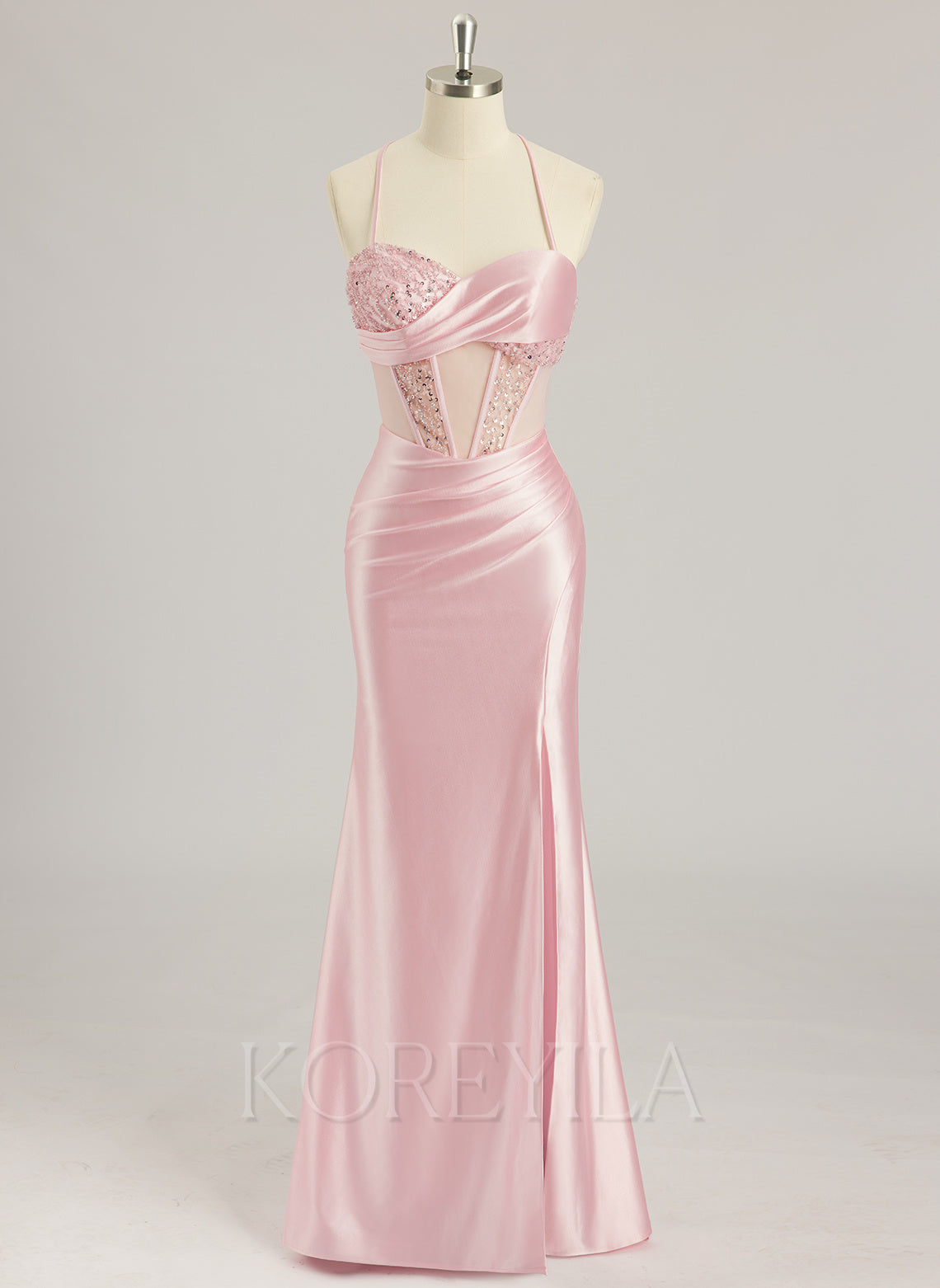 Sweetheart Sheath Sweep Train Satin Prom Dresses Hot Pink