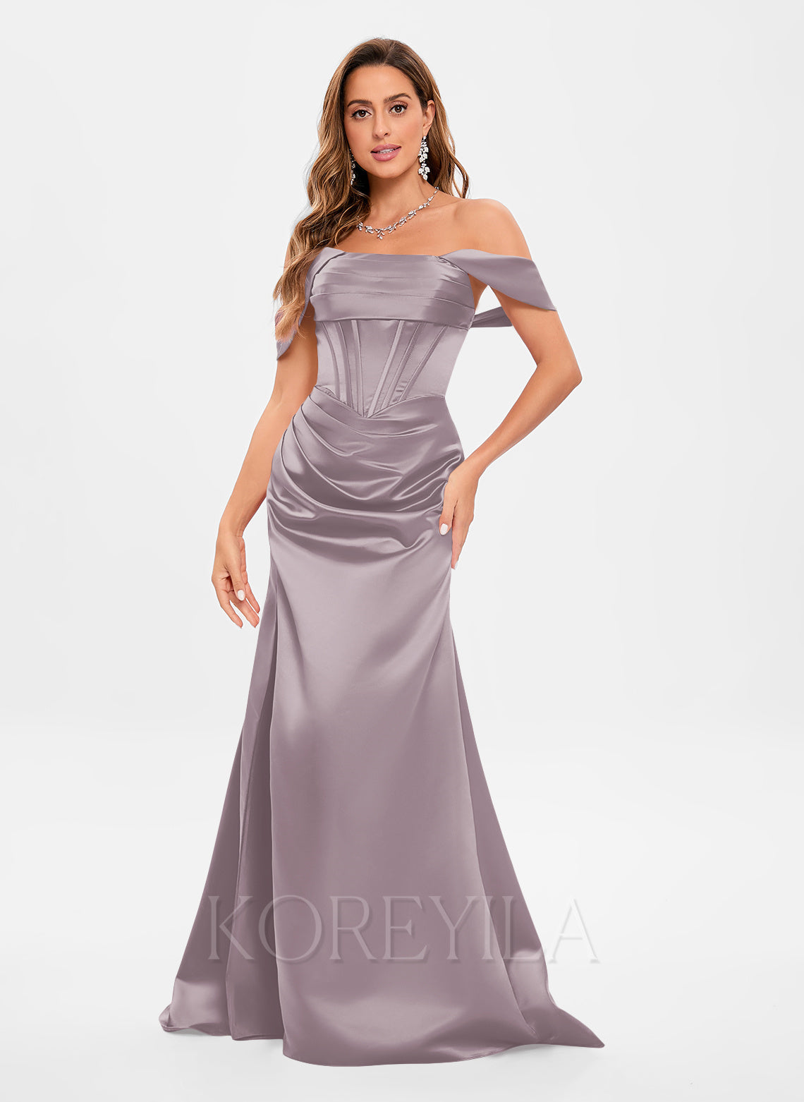 Mermaid Off Shoulder Short Sleeve Sweep Train Black Jersey Party Prom Dress